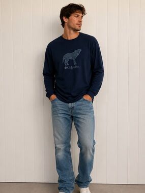 Columbia Wolf Graphic Long Sleeve Tee – Outdoorsy Minimal Streetwear‎ 2XL